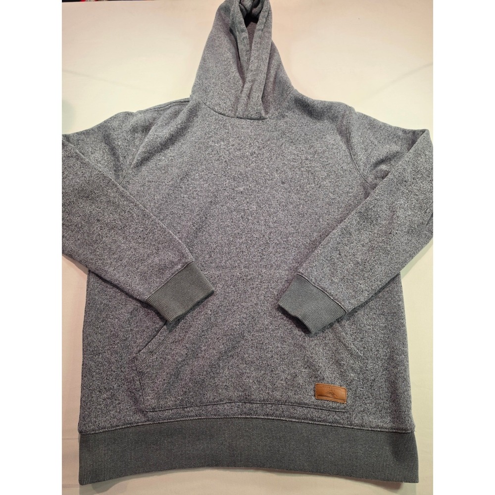 Quiksilver Mens XL Gray Knit Pullover Hoodie Kangaroo Pocket Heathered Sweater